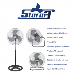 Cirkulační ventilátor STURM3v1, průměr 45cm