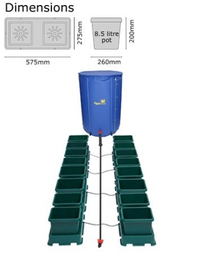 Autopot Easy2grow Kit s 16 květináči, včetně FlexiTank 225L