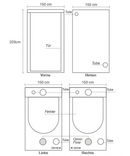 Homebox Ambient Q150+, 150x150x220cm