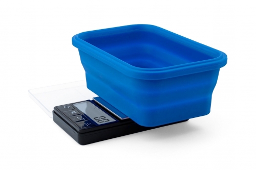 Blue Collapsible Silicone Bowl Scale 1000g/0,1g, Kapesní váha