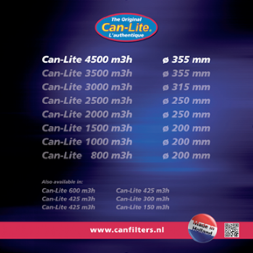 Filtr CAN-Lite 4500m3/h, příruba 355mm, délka 100cm, průměr 50cm, vrstva uhlí 50mm